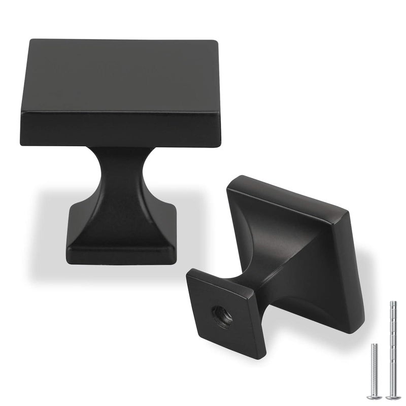 homdiy 10 Pack Black Cabinet Knobs Square Dresser Drawer Knobs - Matte Black Cabinet Knobs Kitchen Cabinet Hardware - Image 1